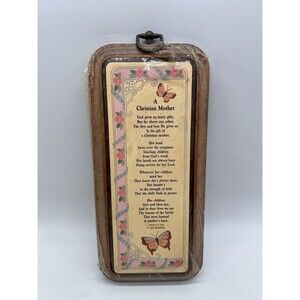 Vtg Christian Mother Butterfly Floral Wooden Hanging Plaque Inspirational Poem